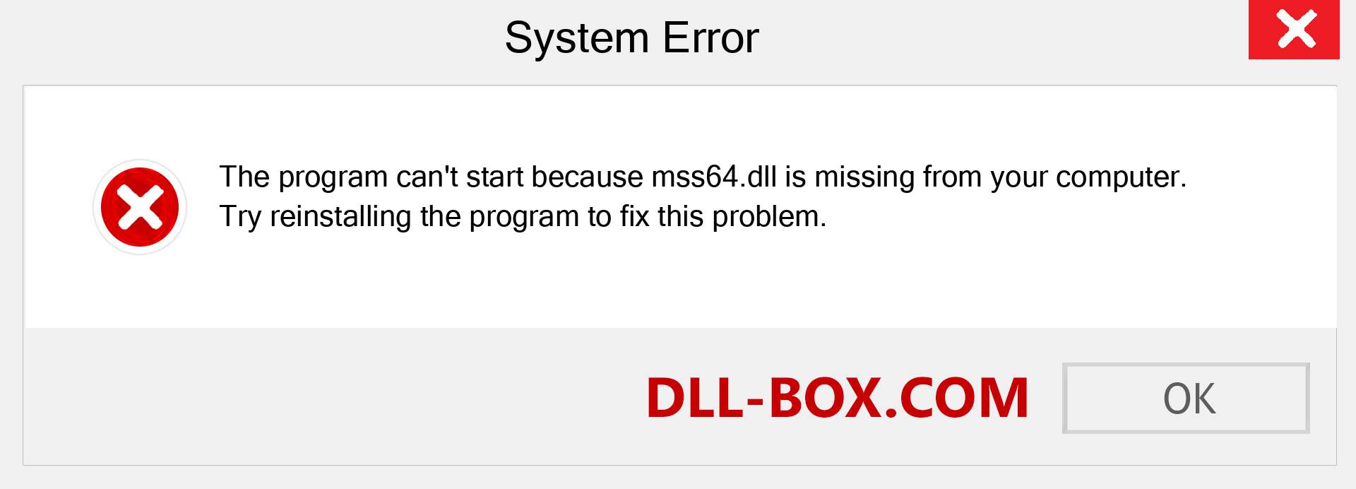  mss64.dll file is missing?. Download for Windows 7, 8, 10 - Fix  mss64 dll Missing Error on Windows, photos, images